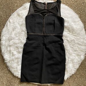 Signature8 Black Dress New Sheer Top Womens Size Medium